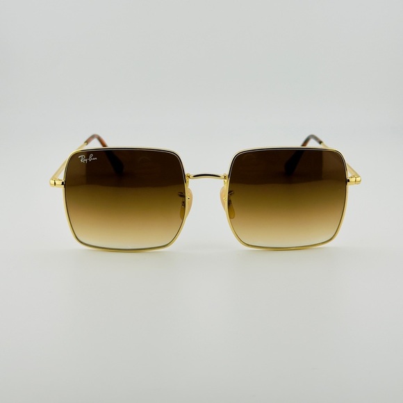 Ray-Ban Square Classic Sunglasses RB1971 Gold Frame Light Brown Gradient Lenses - Picture 7 of 14